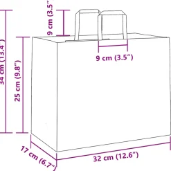 vidaXL Papieren zakken 50 st met hengsels 32x17x25 cm geel