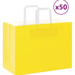 vidaXL Papieren zakken 50 st met hengsels 32x17x25 cm geel