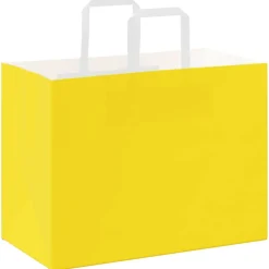 vidaXL Papieren zakken 50 st met hengsels 32x17x25 cm geel