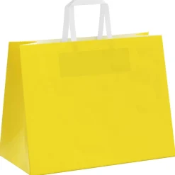 vidaXL Papieren zakken 50 st met hengsels 32x17x25 cm geel