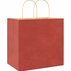 vidaXL Papieren zakken 250 st met hengsels 26x17x25 cm rood