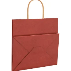 vidaXL Papieren zakken 250 st met hengsels 26x17x25 cm rood