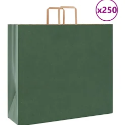 vidaXL Papieren zakken 250 st met hengsels 54x15x49 cm groen