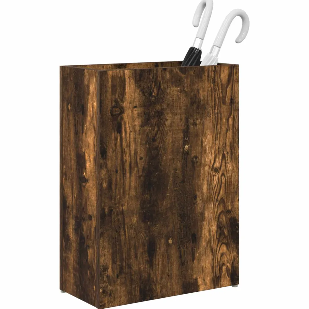 vidaXL Paraplu Standaard Gerookt eiken 40 x 20 x 55,5 cm Bewerkt hout