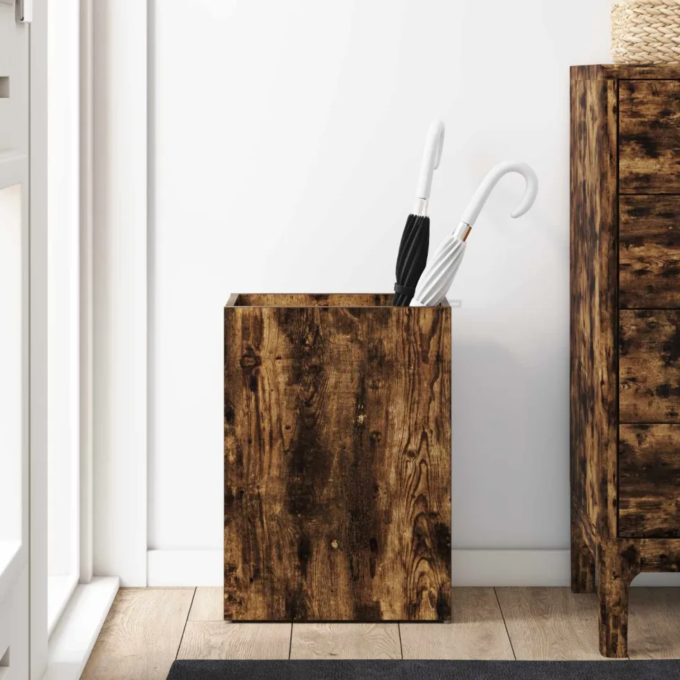 vidaXL Paraplu Standaard Gerookt eiken 40 x 20 x 55,5 cm Bewerkt hout