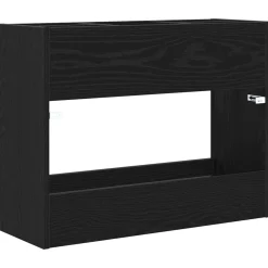 vidaXL Paraplu Standaard Zwart Eiken 65 x 24 x 50 cm Bewerkt hout