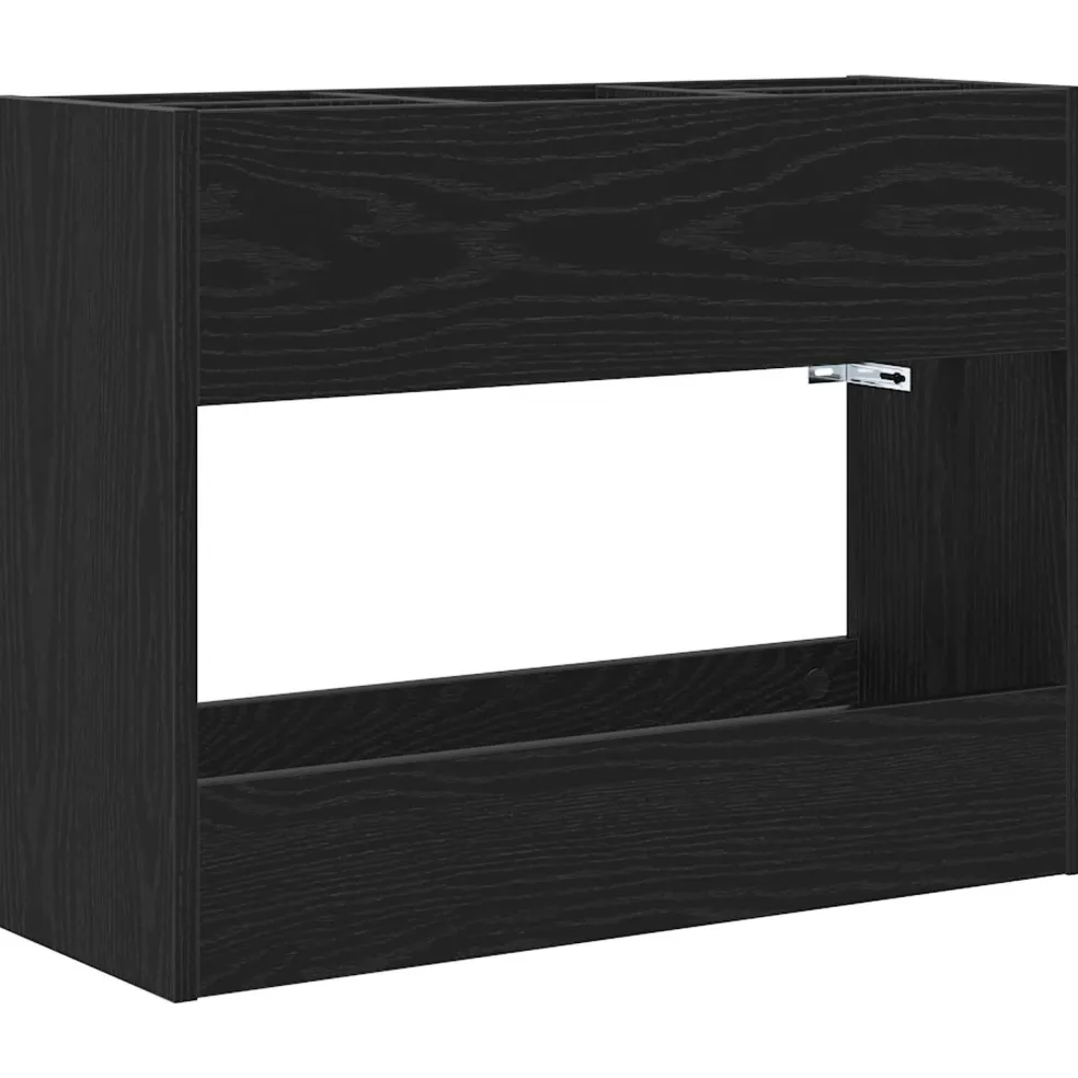 vidaXL Paraplu Standaard Zwart Eiken 65 x 24 x 50 cm Bewerkt hout