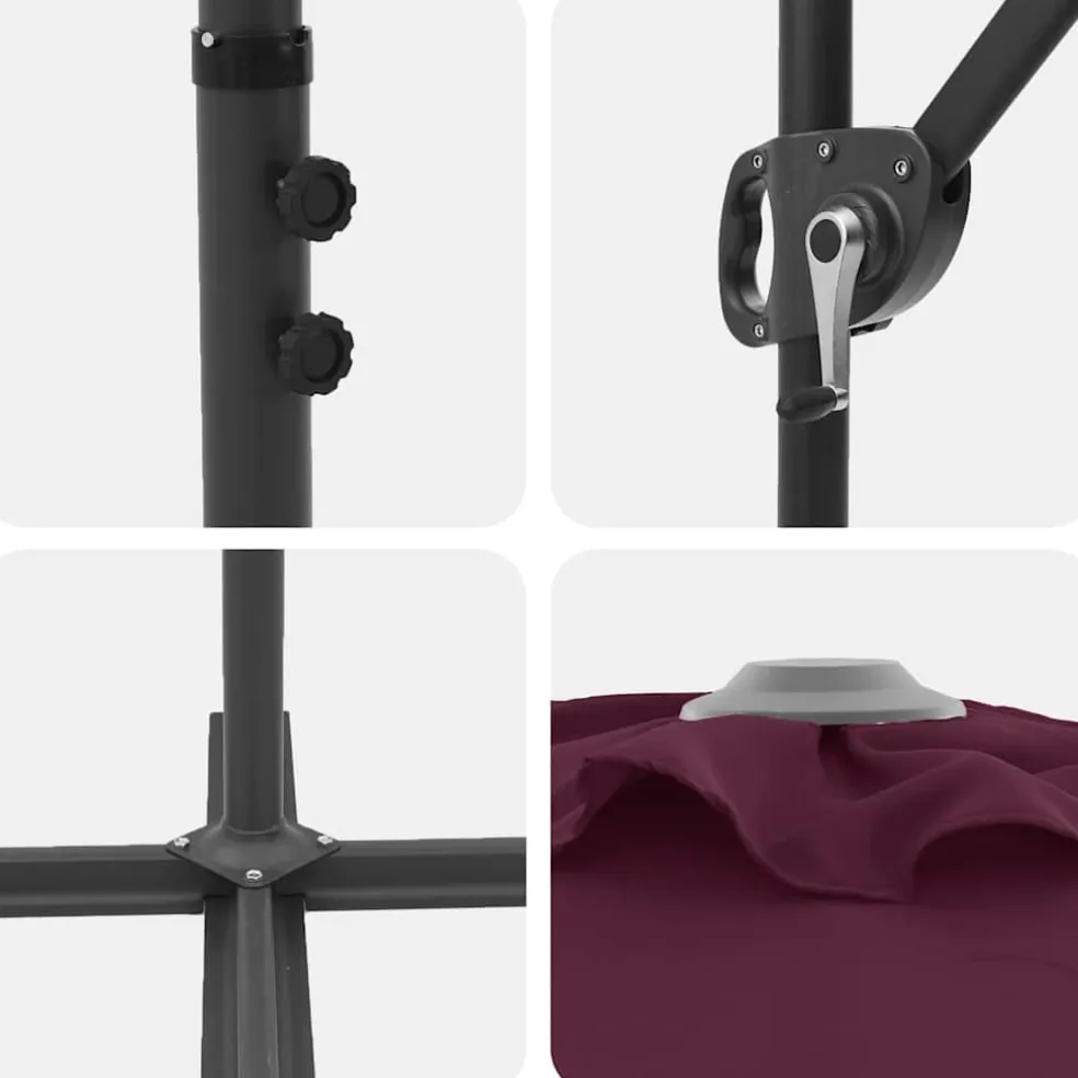 vidaXL Parasol Bordeaux Rood 372 x 198 x 243 cm Polyester en Aluminium