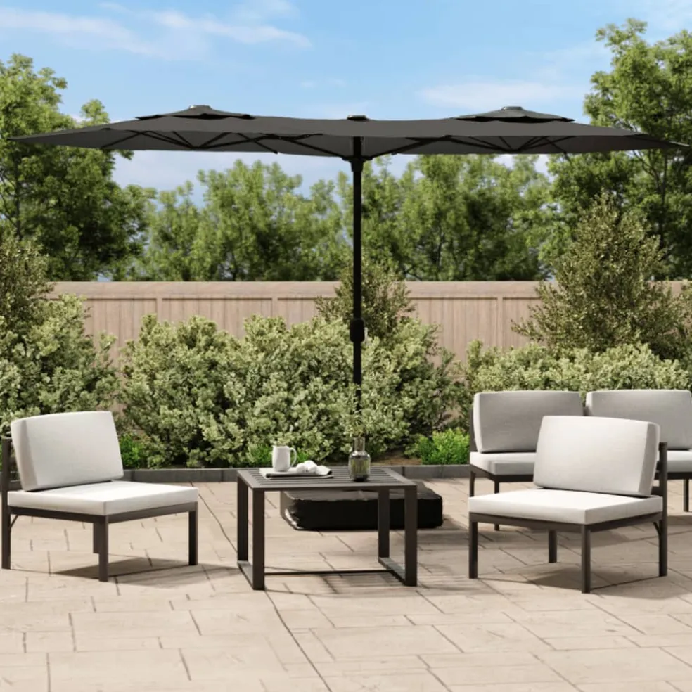 vidaXL Parasol dubbel dak 316x145 cm antracietkleurig