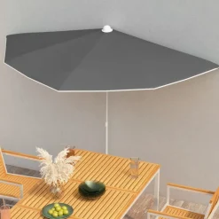 vidaXL Parasol half met paal 180x90 cm antracietkleurig