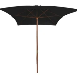 vidaXL Parasol met houten paal 200x300 cm zwart