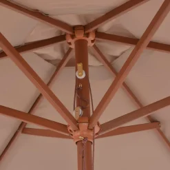 vidaXL Parasol met houten paal 270 cm taupe