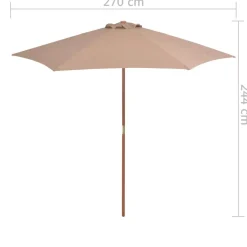 vidaXL Parasol met houten paal 270 cm taupe