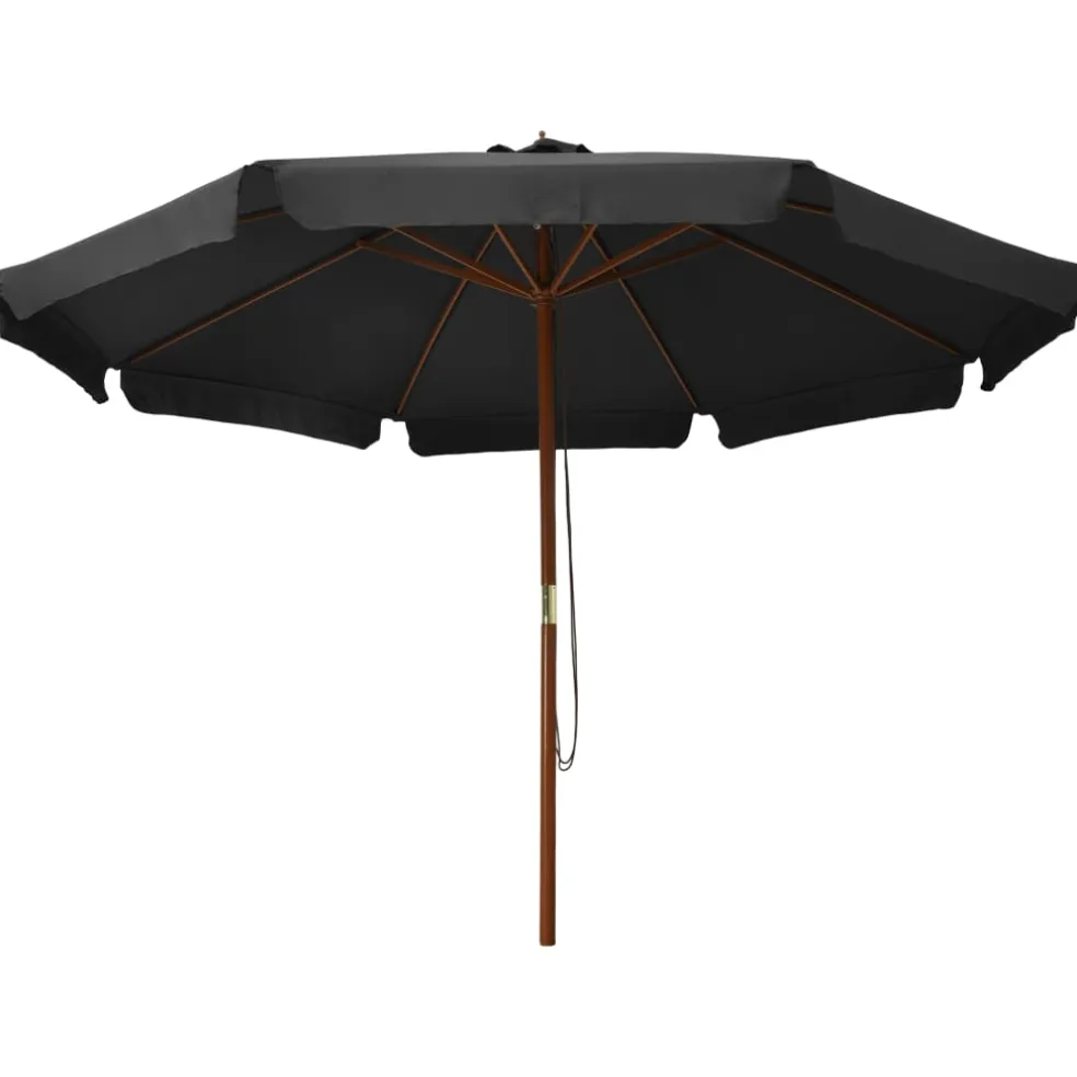 vidaXL Parasol met houten paal 330 cm antraciet