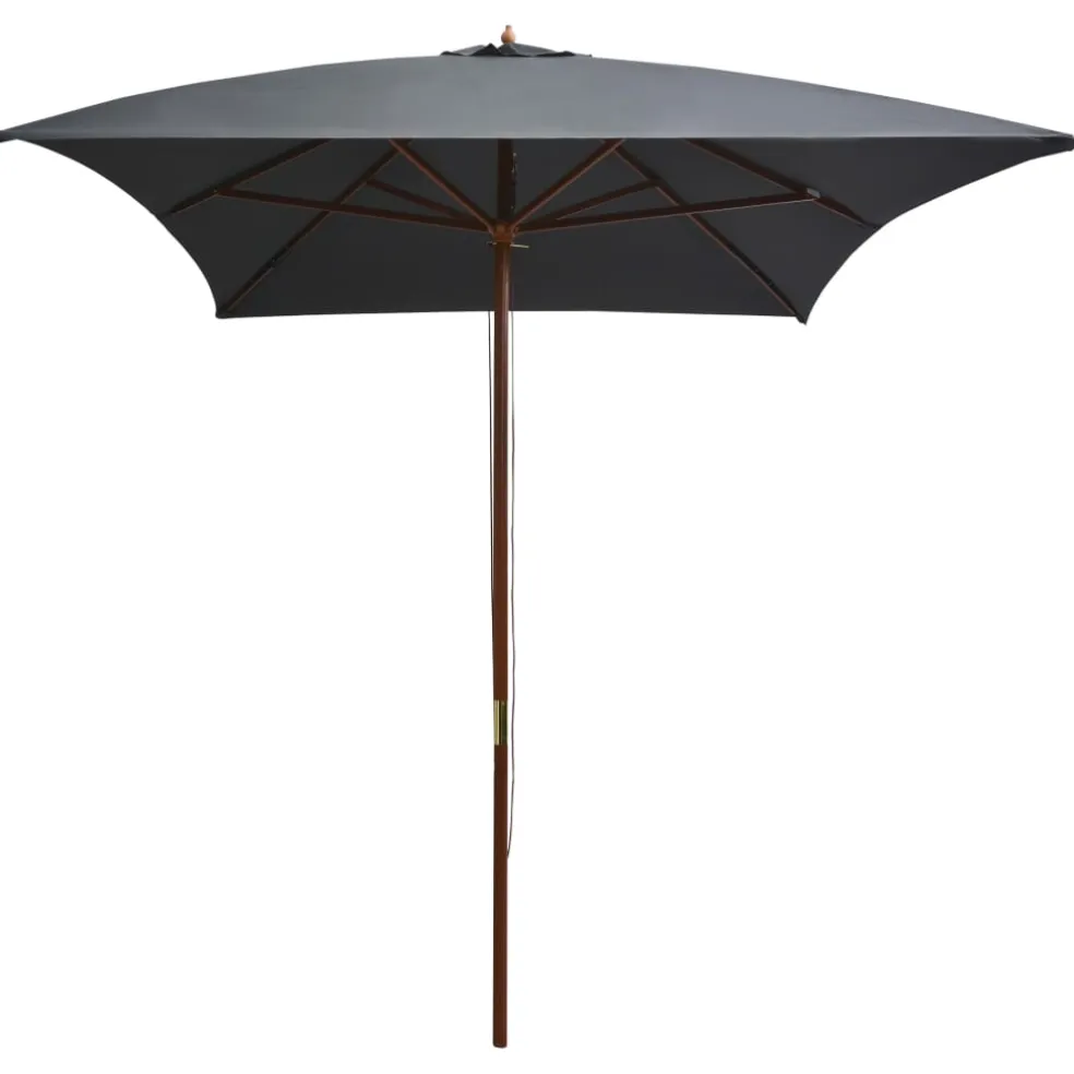 vidaXL Parasol met houten paal 200x300 cm antraciet