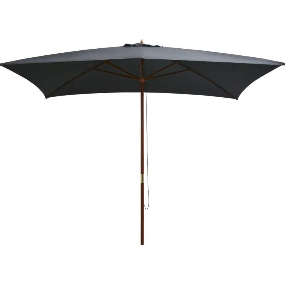 vidaXL Parasol met houten paal 200x300 cm antraciet