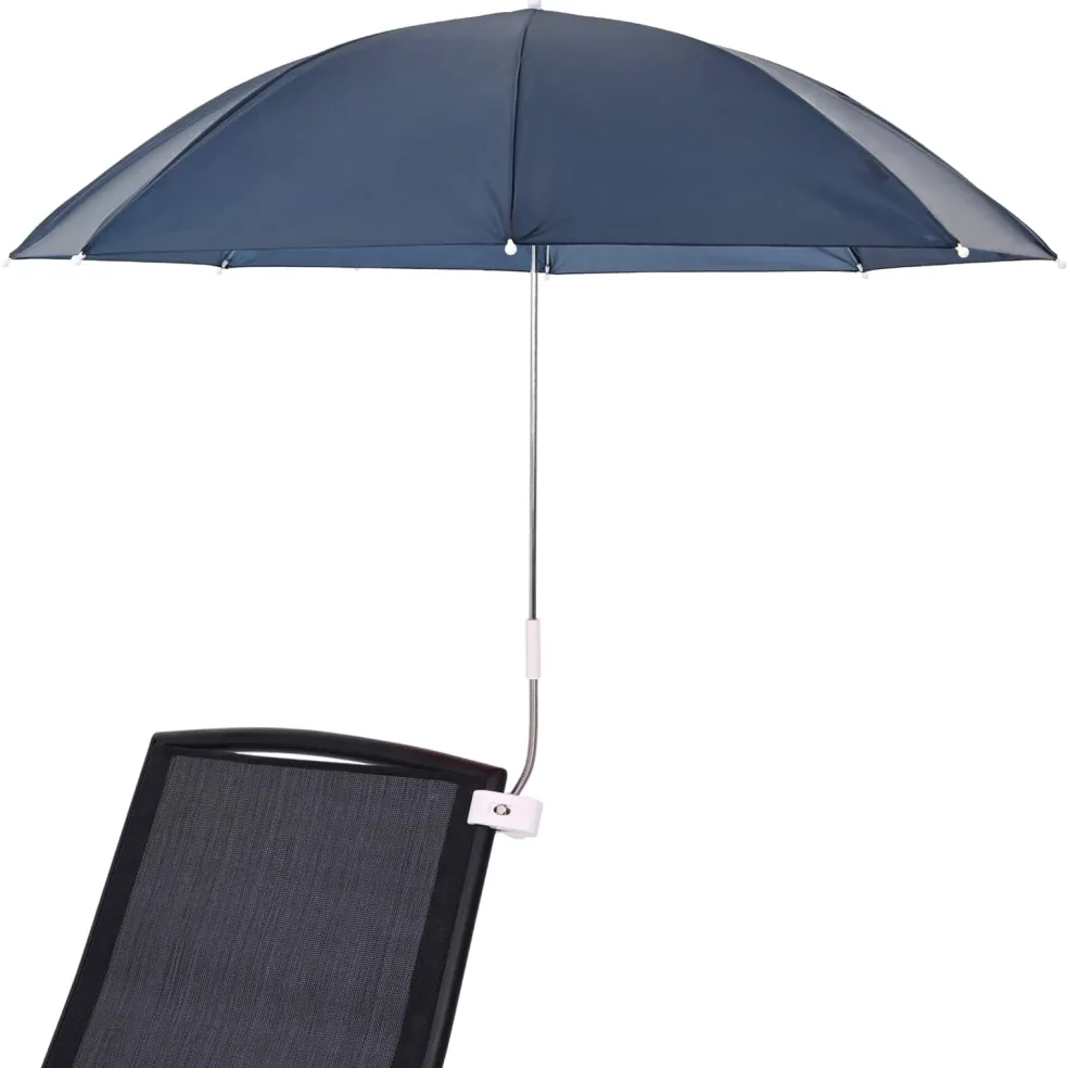 vidaXL Parasol met klem Ø 105 x 86 cm 170T polyester 2 st Marineblauw
