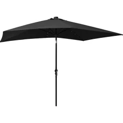 vidaXL Parasol met LED's en stalen paal 2x3 m zwart