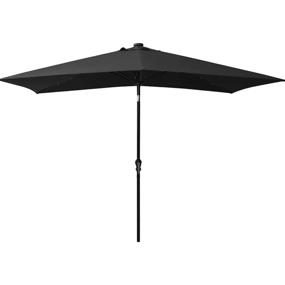 vidaXL Parasol met LED's en stalen paal 2x3 m zwart
