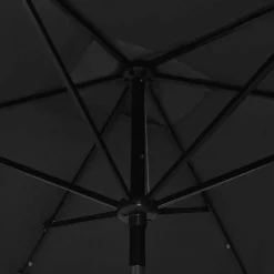 vidaXL Parasol met LED's en stalen paal 2x3 m zwart