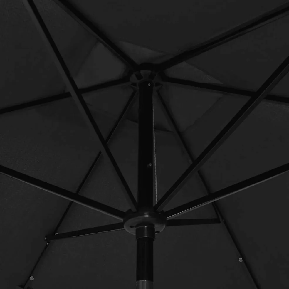vidaXL Parasol met LED's en stalen paal 2x3 m zwart