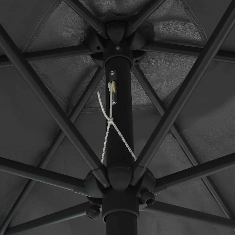 vidaXL Parasol met LED-verlichting en aluminium paal 270 cm antraciet