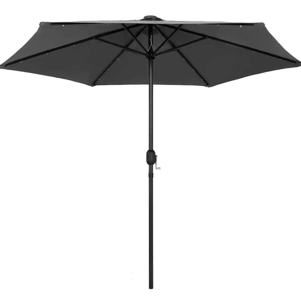 vidaXL Parasol met LED-verlichting en aluminium paal 270 cm antraciet