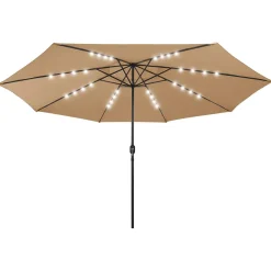 vidaXL Parasol met LED-verlichting 400 cm taupe