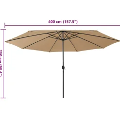 vidaXL Parasol met LED-verlichting 400 cm taupe