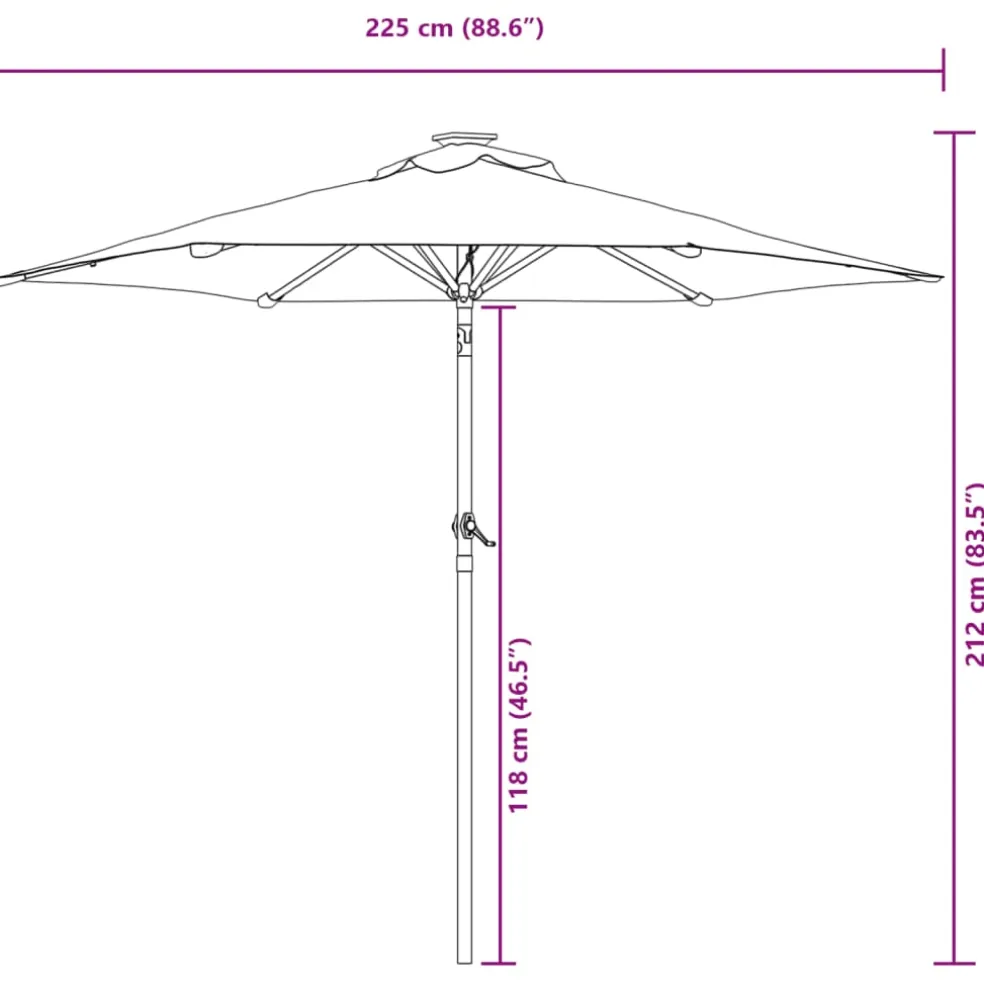 vidaXL Parasol met stalen paal 225x225x212 cm taupe