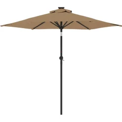vidaXL Parasol met stalen paal 225x225x212 cm taupe