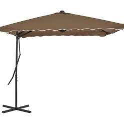 vidaXL Parasol met stalen paal 250x250 cm taupe