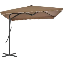 vidaXL Parasol met stalen paal 250x250 cm taupe