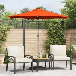 vidaXL Parasol met stalen paal 225x225x212 cm terracottakleurig