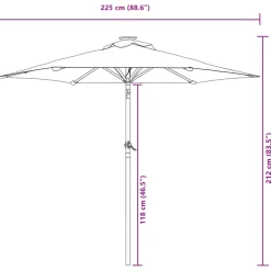 vidaXL Parasol met stalen paal 225x225x212 cm terracottakleurig
