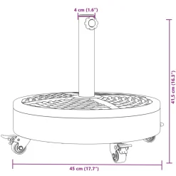 vidaXL Parasolvoet met wielen voor stok van Ø38 / 48 mm 27 kg rond