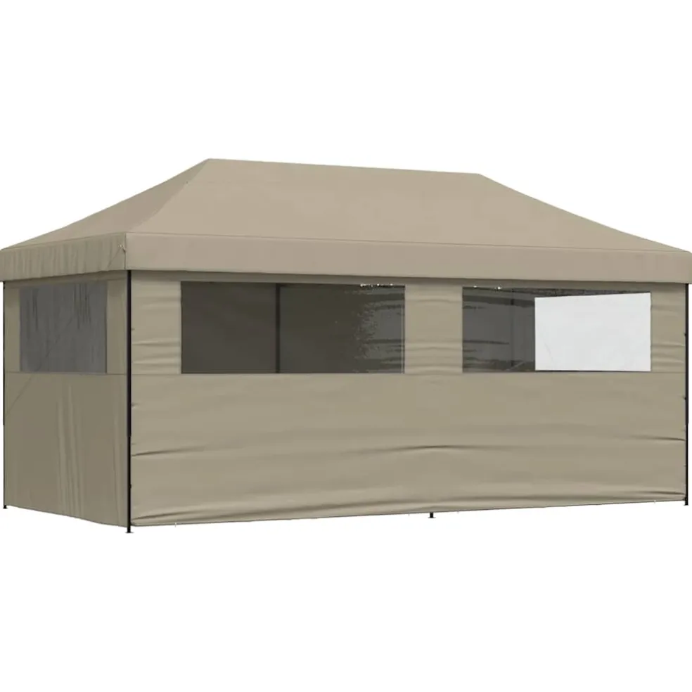 vidaXL Partytent inklapbaar pop-up met 4 zijwanden taupe
