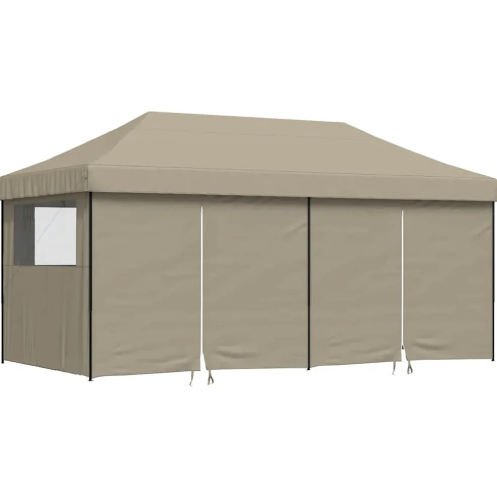 vidaXL Partytent inklapbaar pop-up met 4 zijwanden taupe