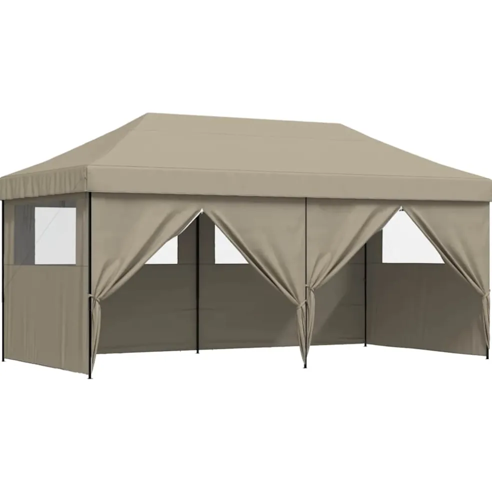 vidaXL Partytent inklapbaar pop-up met 4 zijwanden taupe