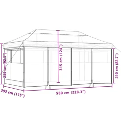 vidaXL Partytent inklapbaar pop-up met 4 zijwanden taupe