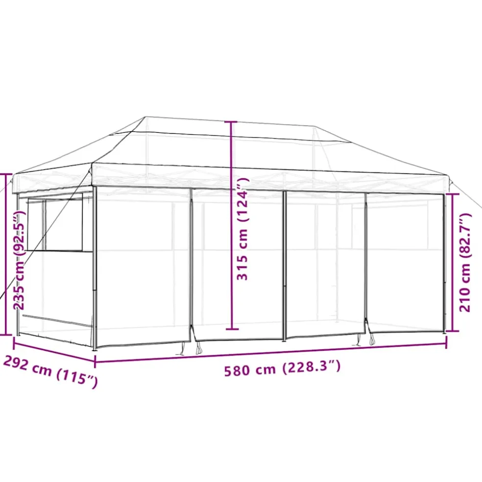 vidaXL Partytent inklapbaar pop-up met 4 zijwanden taupe