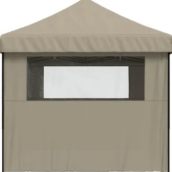 vidaXL Partytent inklapbaar pop-up met 4 zijwanden taupe