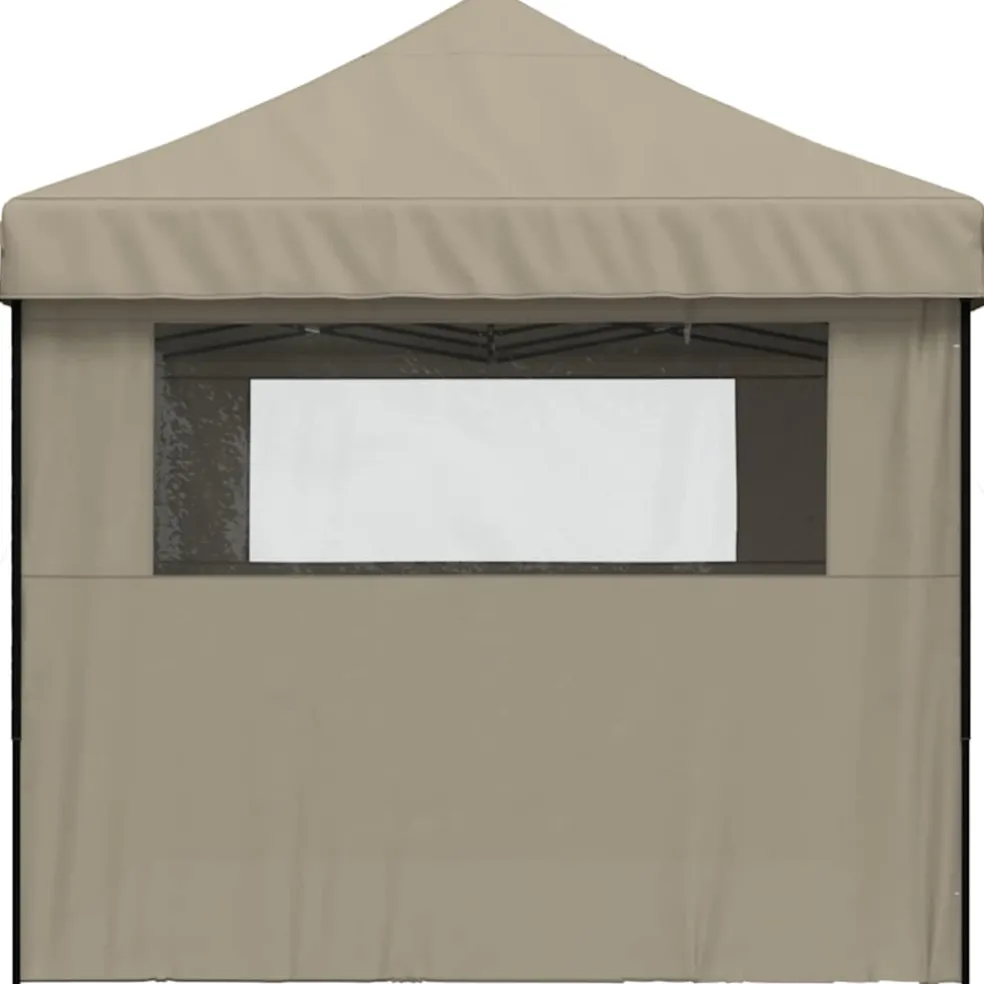 vidaXL Partytent inklapbaar pop-up met 4 zijwanden taupe