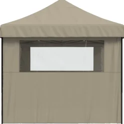 vidaXL Partytent inklapbaar pop-up met 3 zijwanden taupe