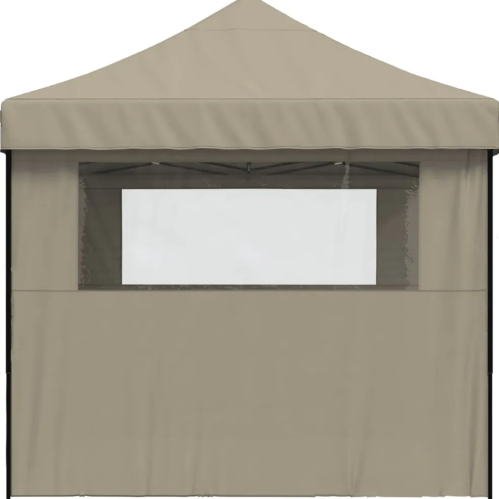 vidaXL Partytent inklapbaar pop-up met 3 zijwanden taupe
