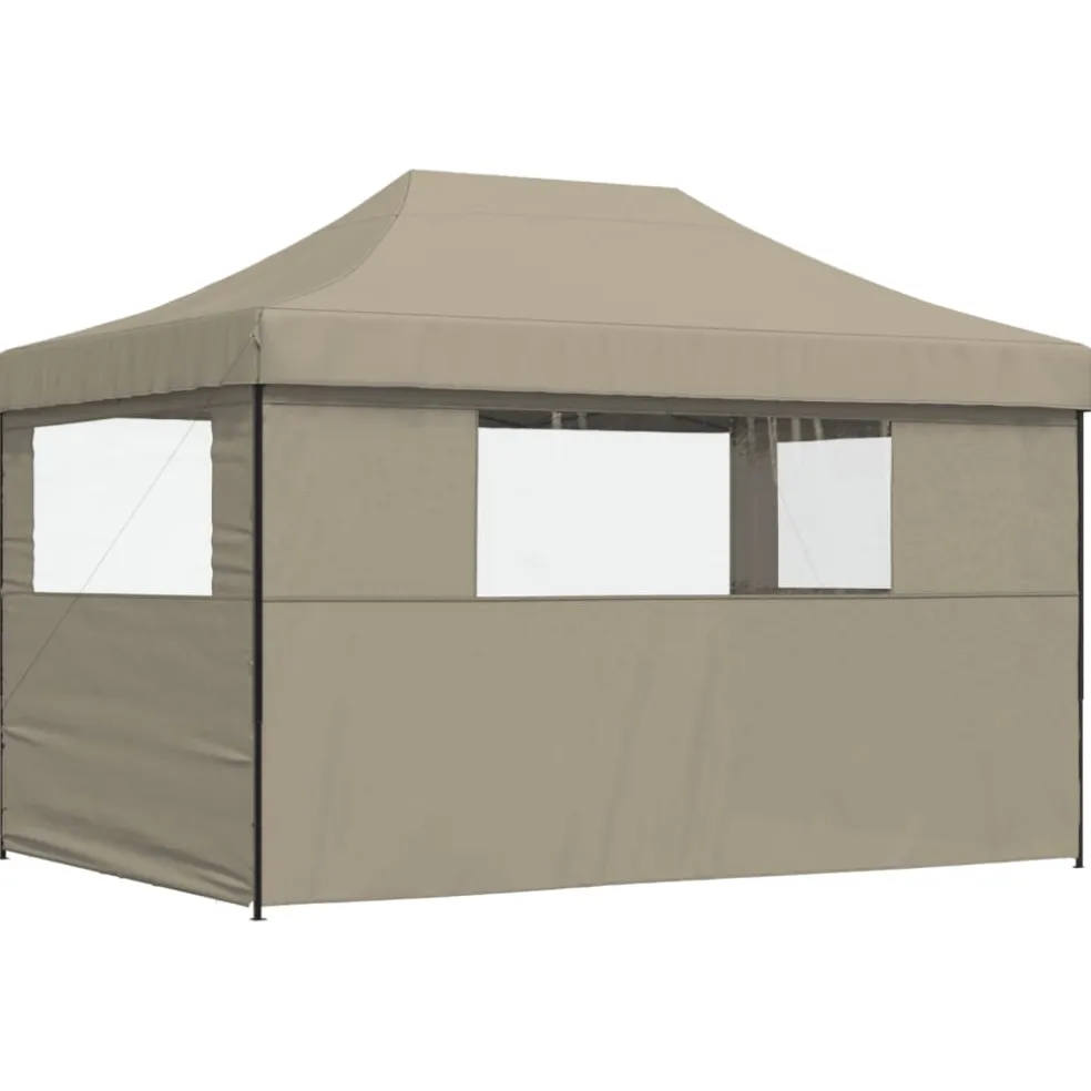 vidaXL Partytent inklapbaar pop-up met 3 zijwanden taupe