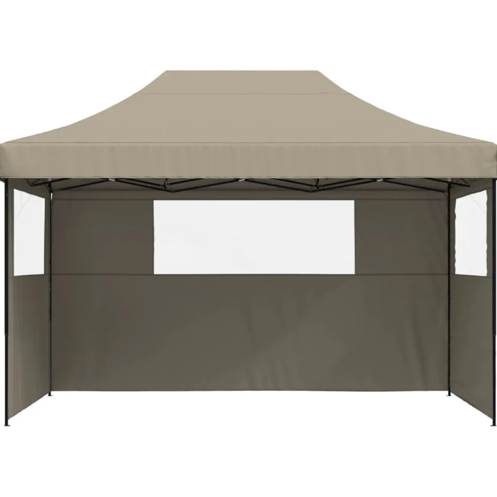 vidaXL Partytent inklapbaar pop-up met 3 zijwanden taupe