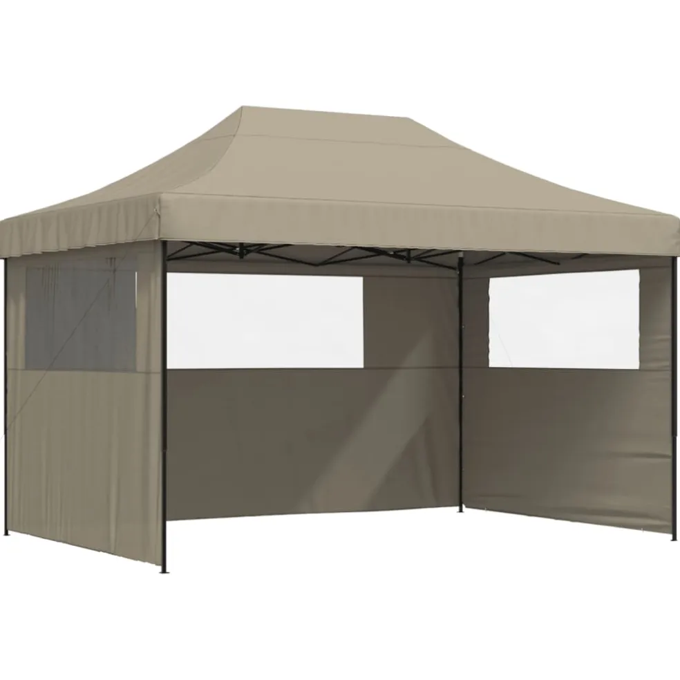 vidaXL Partytent inklapbaar pop-up met 3 zijwanden taupe