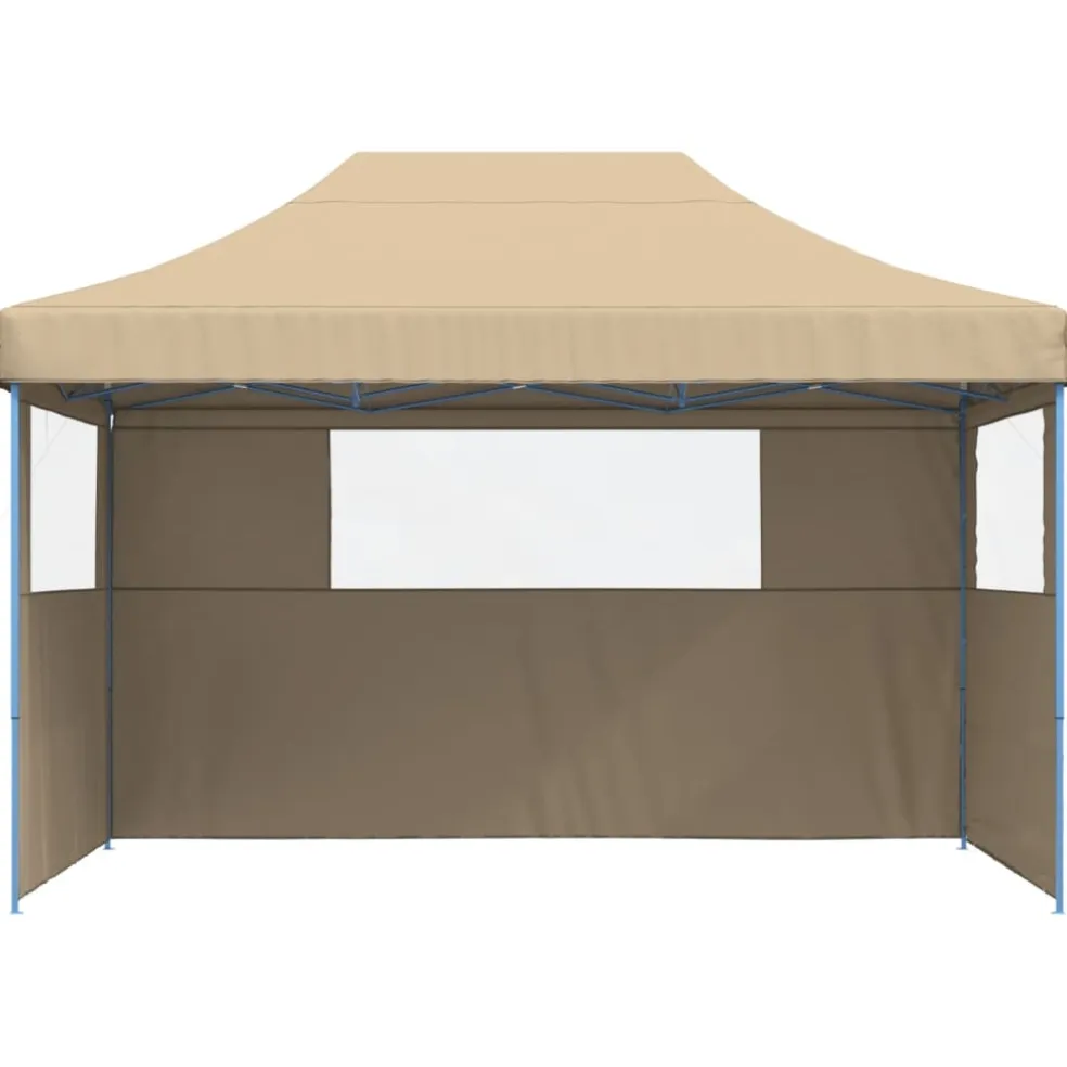 vidaXL Partytent inklapbaar pop-up met 3 zijwanden beige