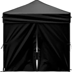 vidaXL Partytent inklapbaar met zijwanden 2x2 m zwart